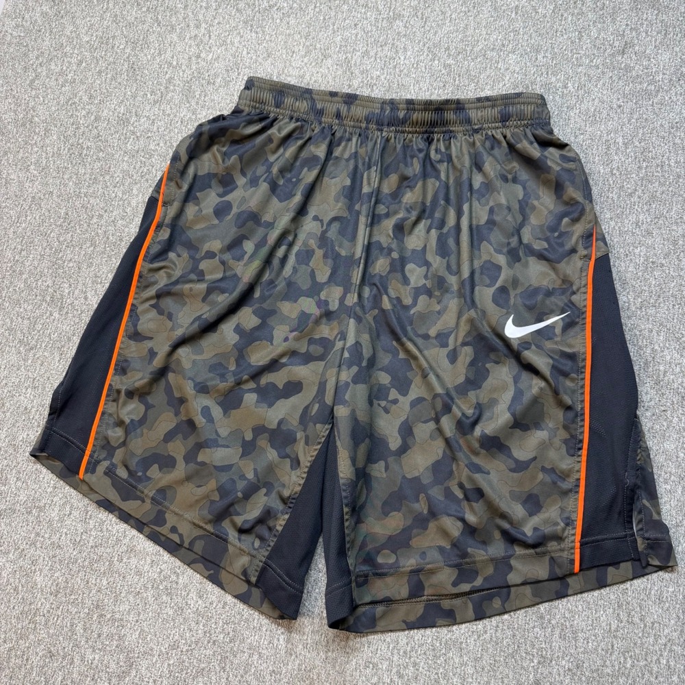 Nike Dri-FIT Camo Basketball Shorts Mens XL Green Orange 707352-325